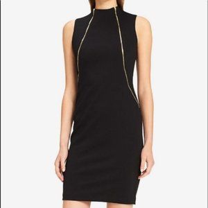 Calvin Klein ~ Size 2 ~ Black Sheath Dress with 2 decorative gold zippers